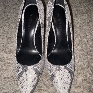 M. Gemi Snakeskin Heels - Black and White